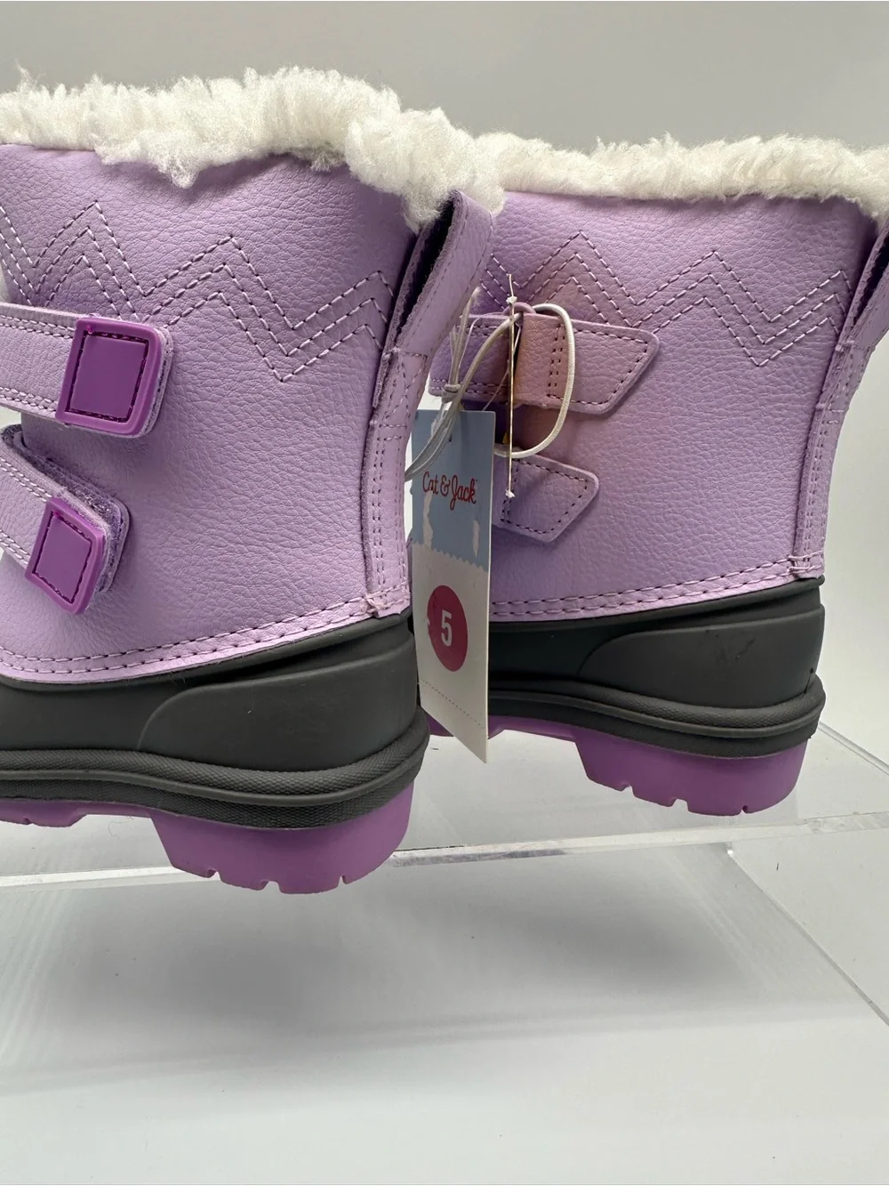 Cat & Jack Lilac and Gray Baby Winter Boots, size 5, NWT